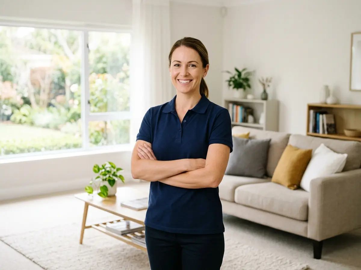 Friendly All Day Home Services technician in a clean Houston home